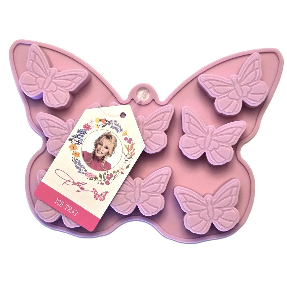 Dolly Parton Pink Butterfly Silicone Ice Cube Tray - 21 Cavity Mold